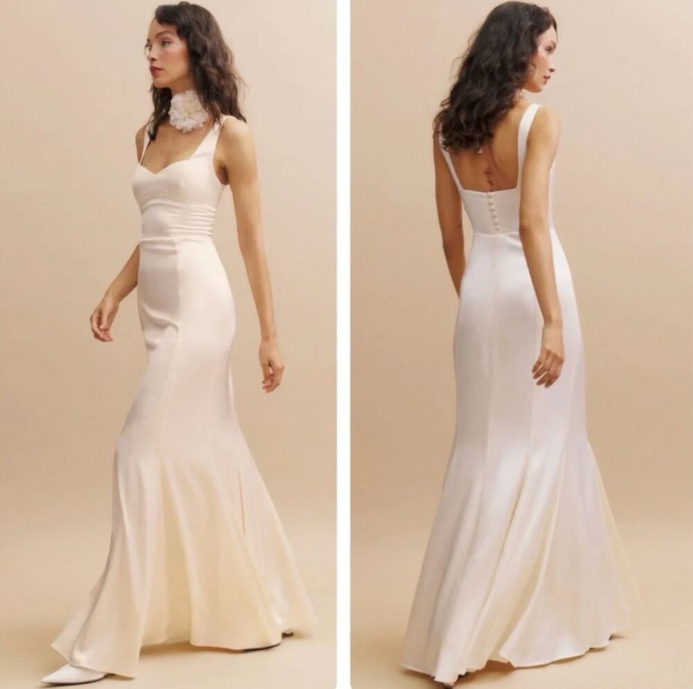New Reformation Payton Satin Dress Size 0 Bridal Maxi Wedding Gown Women